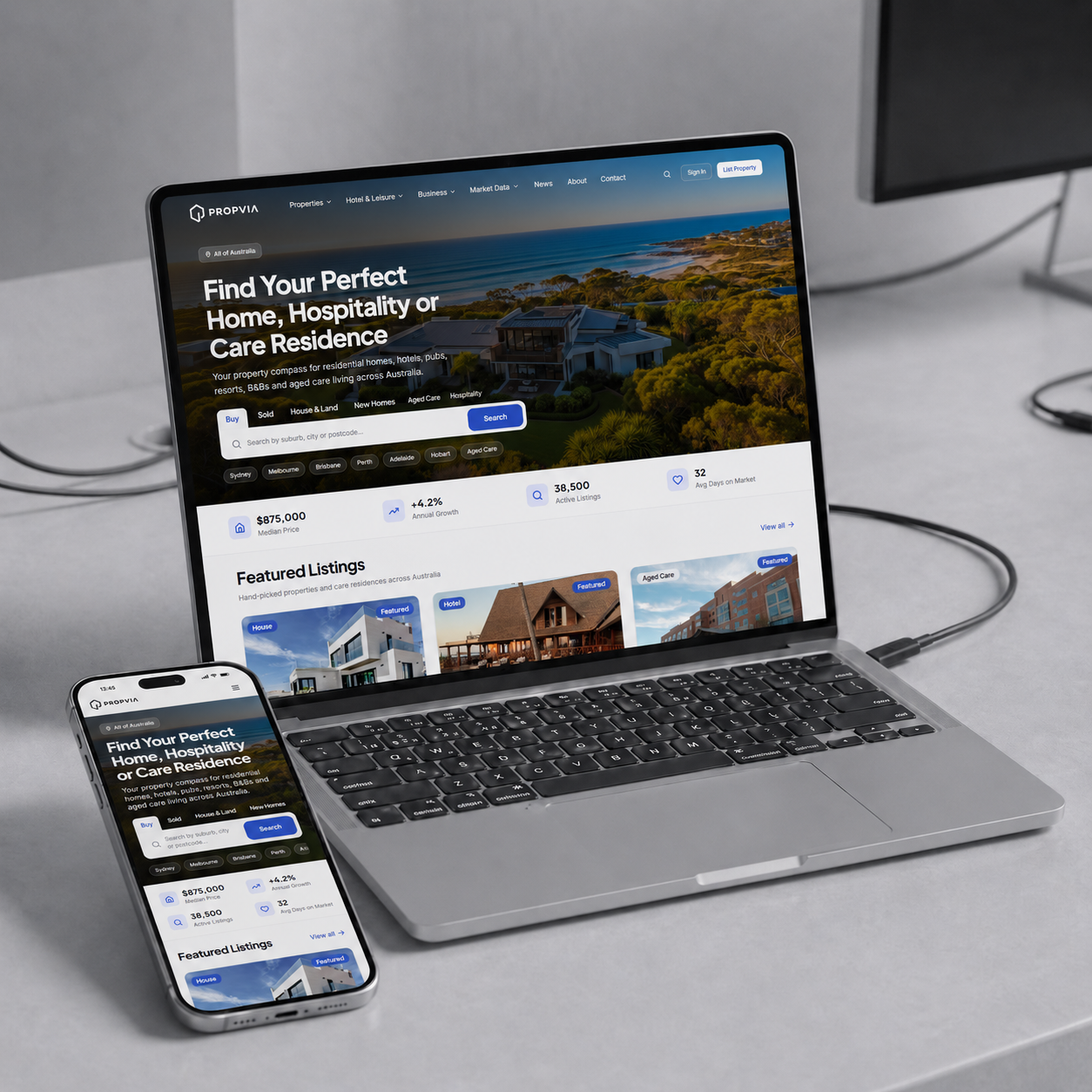 Propvia Property Platform — Website Design project by WFX2 Digital