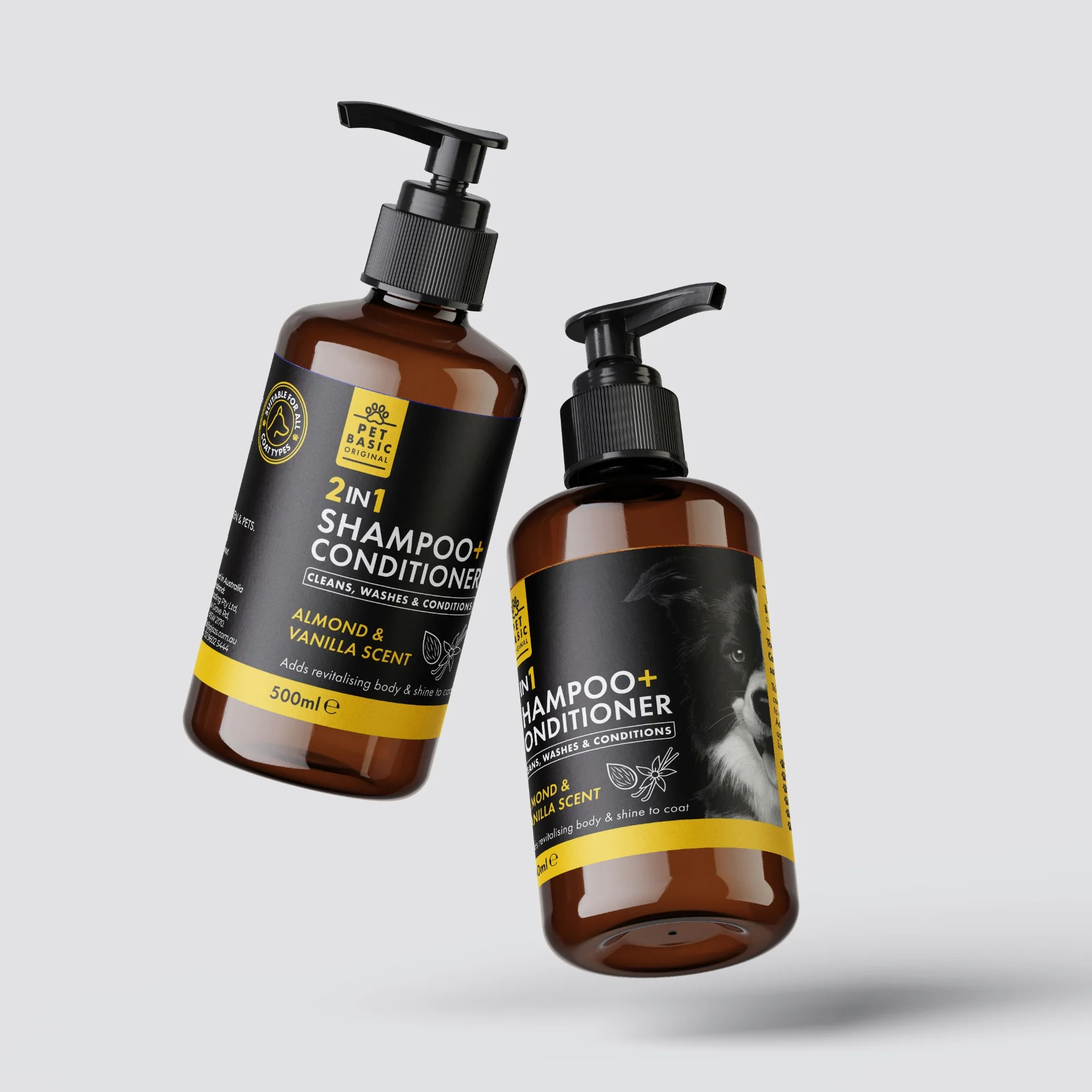 Pet care product packaging design showing effective use of colour coding and brand hierarchy