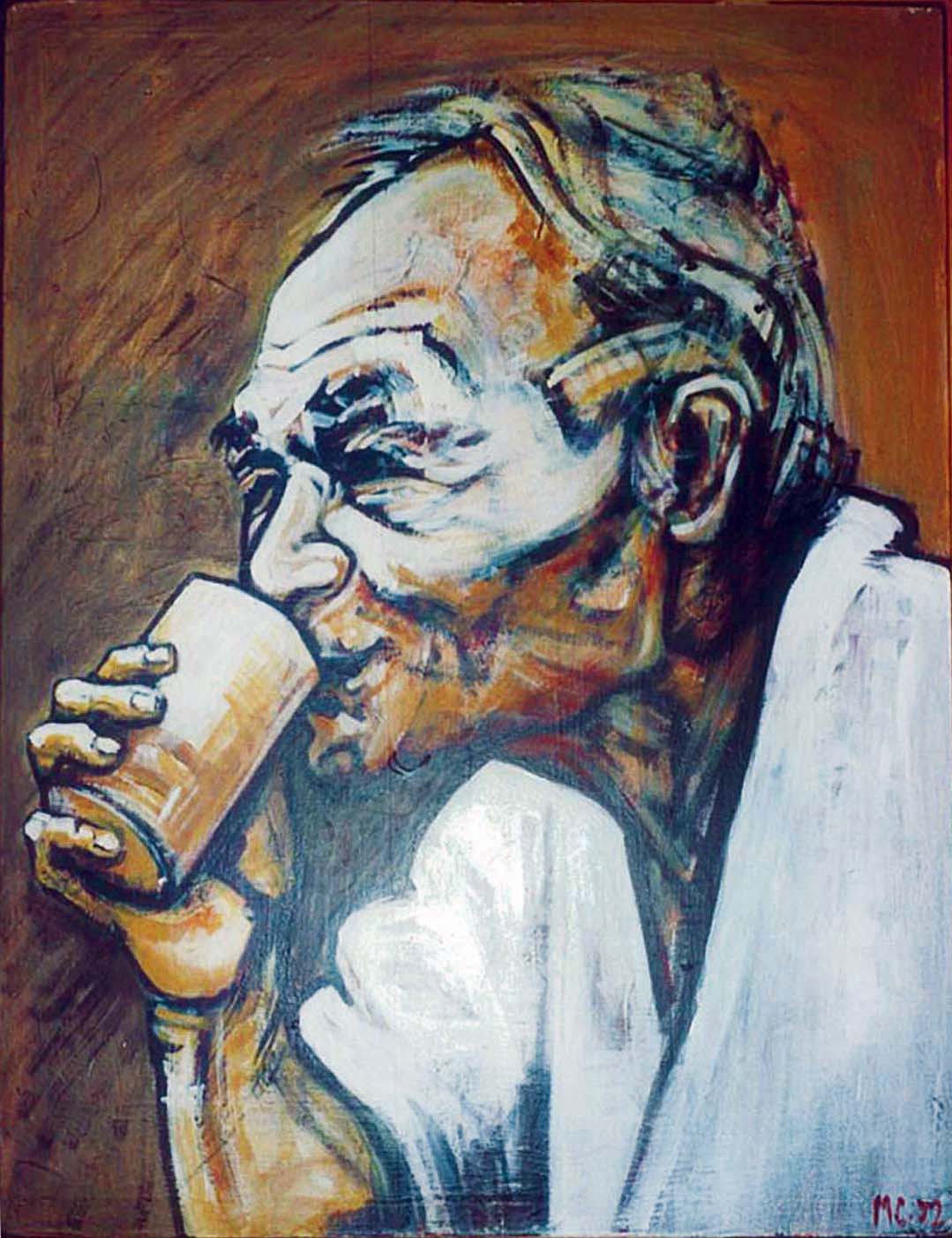 Old Man Drinking — Acrylic on canvas